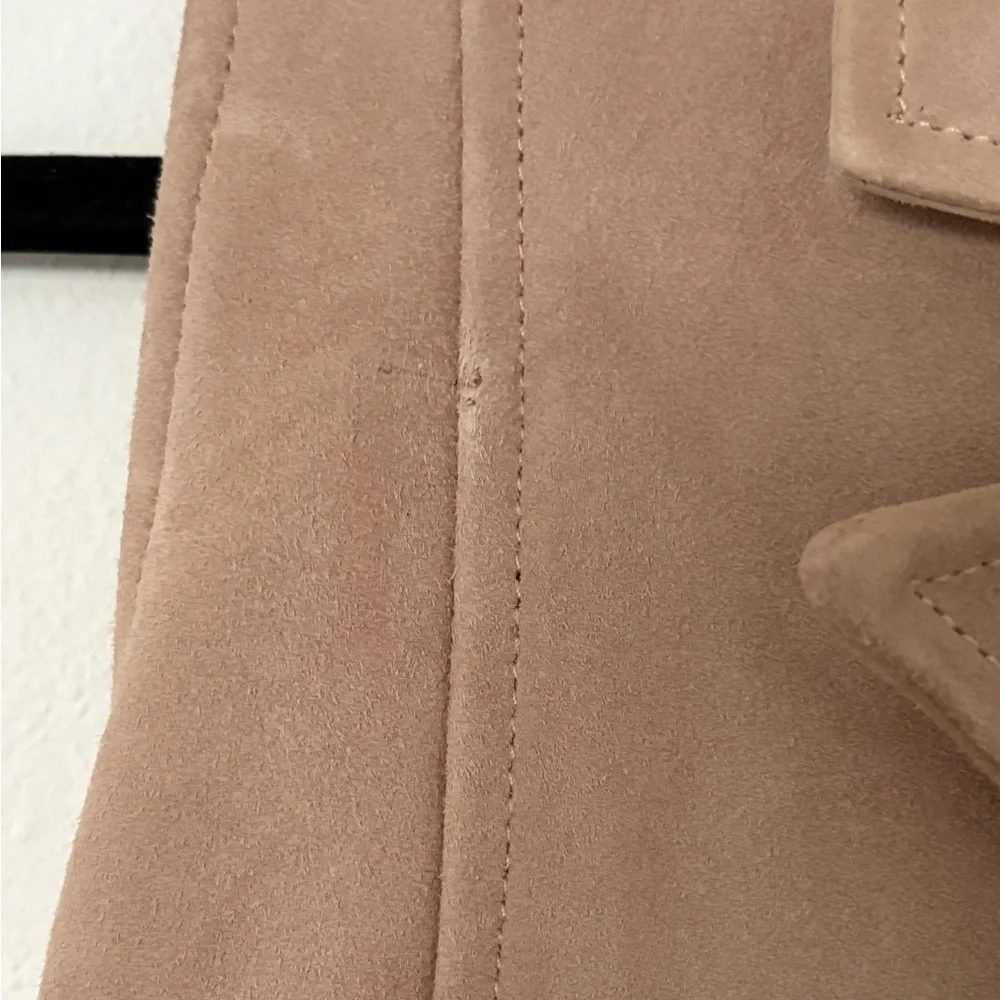 L’AGENCE Arbor Suede Goatskin Wrap Vest in Cashew - Picture 10 of 14